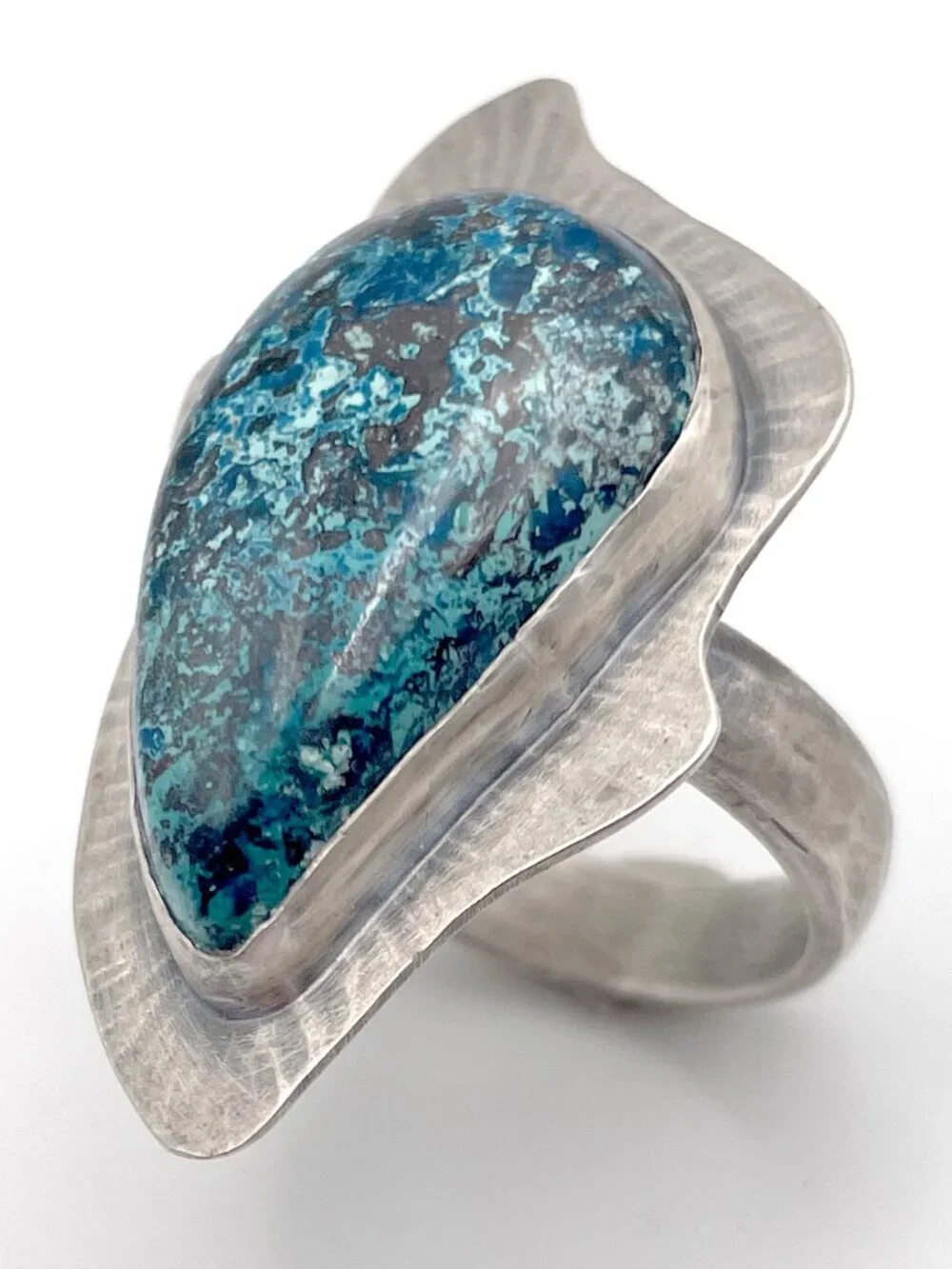 Sterling Silver 925 and Shattuckite Cocktail Ring, Size 9 1/2, One-of-a-kind